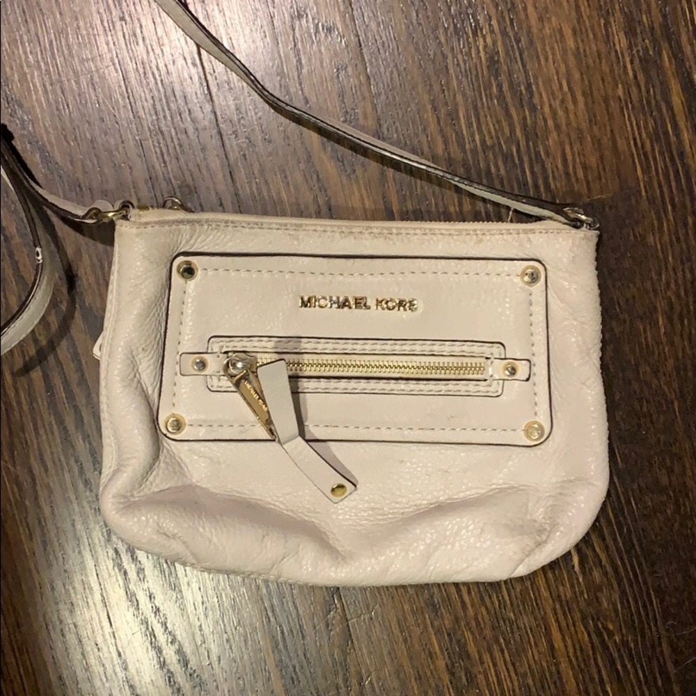 Michael kors cross body white leather purse